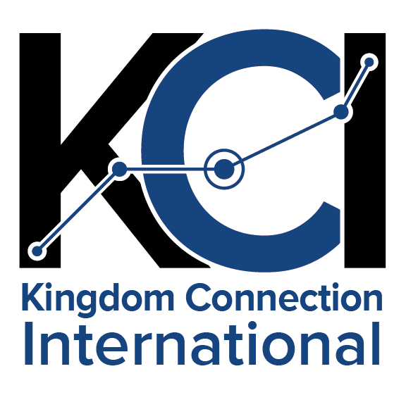 Logo of Kingdom Connection International (KCI), featuring bold black and blue letters 'KCI' with a stylized connecting line and nodes representing networking and growth.